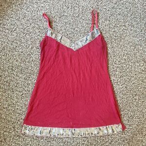 One Step Up Womens Cami Tank Top Size L Y2K Sequin Pink Barbie Fairy Glam 2000s